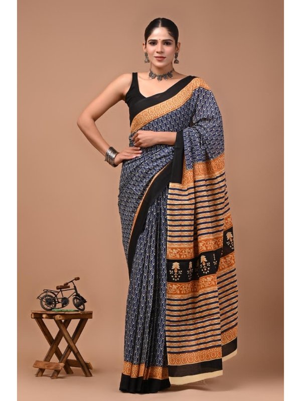 Ajrakh Cotton Sarees - Comfortable all-season wear