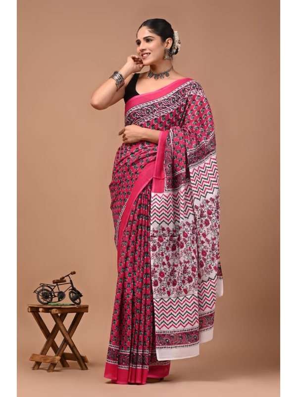 Ajrakh Mul Cotton Sarees - Fine quality