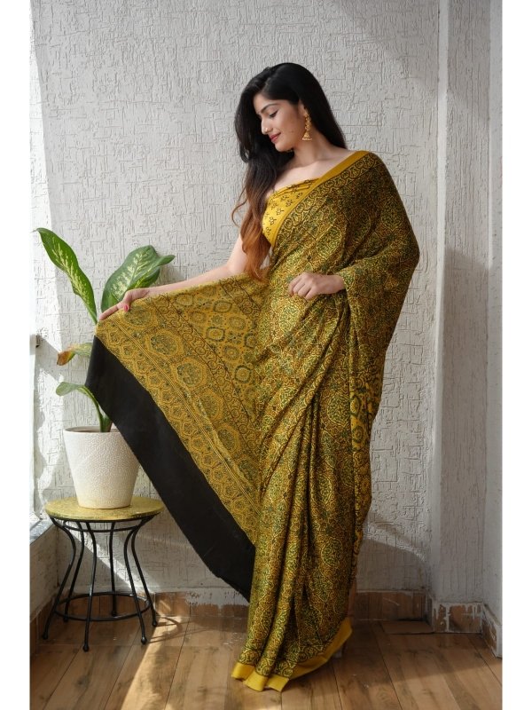 Modal Silk Ajrakh Sarees - Premium comfort
