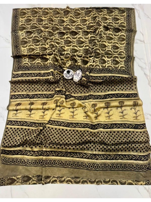 Vanspati Ajrakh Sarees - Hand block printed organic cotton